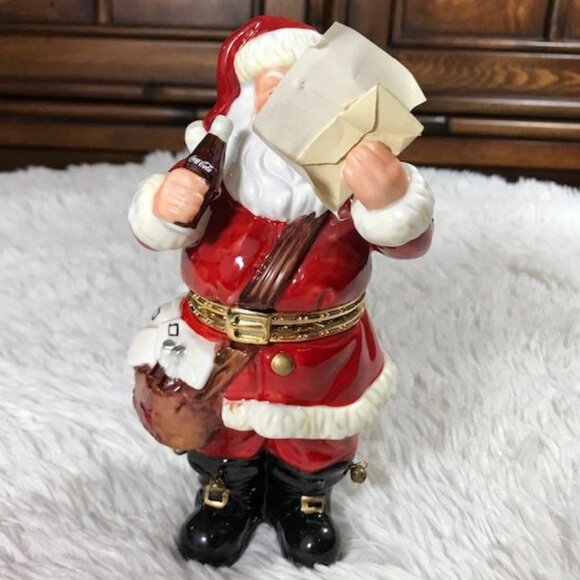NWOT Vintage Coca-Cola Santa with His List Ceramic Keepsake Box - Picture 2 of 10